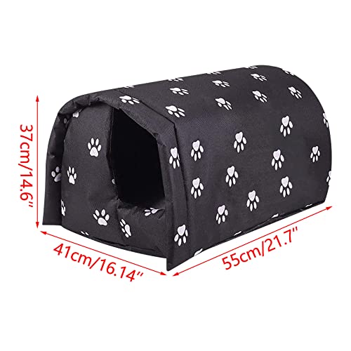 YOMEESOUL Outdoor Feral Cat House Winter,Weatherproof Waterproof Rainproof Foldable Cotton Filled Thicken Stray Feral Cats Dogs Tent Shelter Home Keep Warm Outdoor Indoor Garden (Medium - 2 Cats)