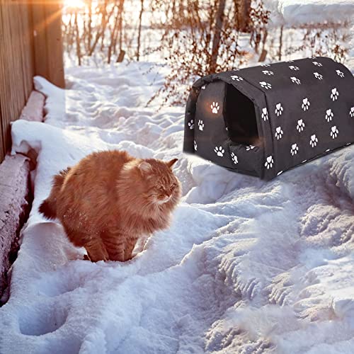 YOMEESOUL Outdoor Feral Cat House Winter,Weatherproof Waterproof Rainproof Foldable Cotton Filled Thicken Stray Feral Cats Dogs Tent Shelter Home Keep Warm Outdoor Indoor Garden (Medium - 2 Cats)