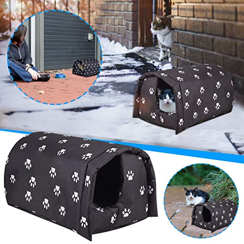 YOMEESOUL Outdoor Feral Cat House Winter,Weatherproof Waterproof Rainproof Foldable Cotton Filled Thicken Stray Feral Cats Dogs Tent Shelter Home Keep Warm Outdoor Indoor Garden (Medium - 2 Cats)