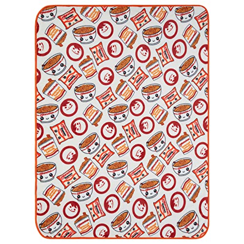 Maruchan Cup Noodles Throw Blanket Ramen Noodles Happiness in a Cup Fleece Throw Blanket(Cream)