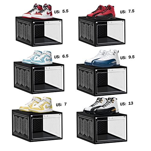 Shoe Boxes Shoe Containers Shoe Organizer for Closet, Shoe Storage Boxes Clear Shoe Boxes Stackable Large Shoe Storage Boxes with Hard Plastic Shoe Boxes Stackable, Clear Shoe Box As your boot & Shoe Boxes Drop Front Shoe Box 2 Pack (WAB2)