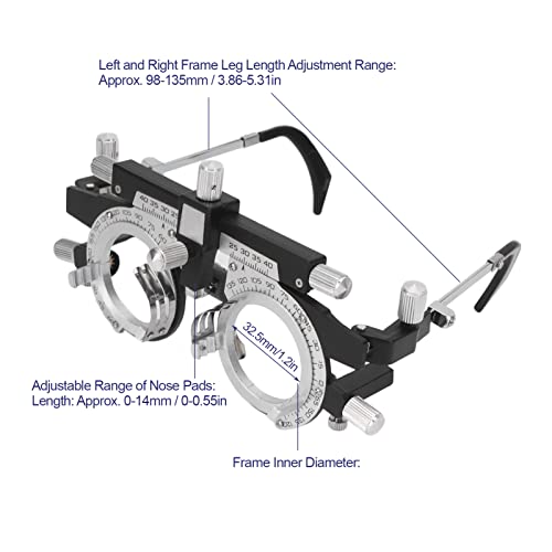 Tonsa Alloy Optometry Frame, Adjustable Trial Frame Optical Trial Lens Frame PD 48-80mm 360° Rotation Pure Titanium Optical Titanium Optic Trial Eye Optometry Lens Frame Test Optician