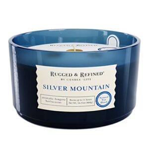 rugged & refined scented candle, silver mountain, 16.25 oz, white