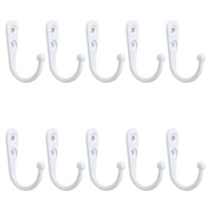 faotup 10pcs zinc alloy white metal j hooks for hanging,white single hook,single robe hook white,wall mounted single hook robe hooks coat hooks,with screws,1.57×0.49×1.53inches