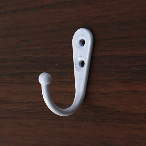 Faotup 10PCS Zinc Alloy White Metal J Hooks for Hanging,White Single Hook,Single Robe Hook White,Wall Mounted Single Hook Robe Hooks Coat Hooks,with Screws,1.57×0.49×1.53inches