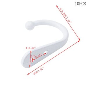 Faotup 10PCS Zinc Alloy White Metal J Hooks for Hanging,White Single Hook,Single Robe Hook White,Wall Mounted Single Hook Robe Hooks Coat Hooks,with Screws,1.57×0.49×1.53inches