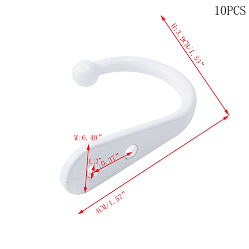 Faotup 10PCS Zinc Alloy White Metal J Hooks for Hanging,White Single Hook,Single Robe Hook White,Wall Mounted Single Hook Robe Hooks Coat Hooks,with Screws,1.57×0.49×1.53inches