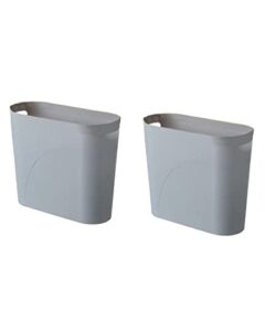 hundred families bathroom small trash can, 3 gallon slim plastic, set of 2, grey