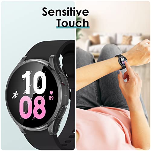 3 Pack Galaxy Watch 5/Galaxy Watch 4 Screen Protector 40mm, QIBOX Soft TPU Protective Case Accessories Compatible with Samsung Galaxy Watch 5 & Watch4, 40mm [Ultra-Thin] [All-Around]