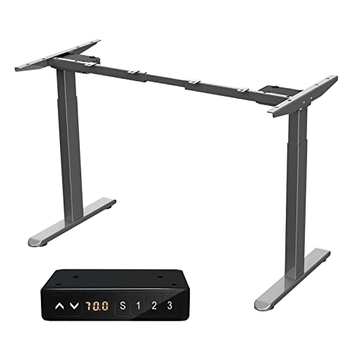 ERGOMORE Dual Motor Standing Desk Frame, Adjustable Height Desk Frame, Electric Standing Desk Frame, Standing Desk Legs with 3 Height Memory Presets and USB Ports (Gray Frame)