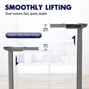 ERGOMORE Dual Motor Standing Desk Frame, Adjustable Height Desk Frame, Electric Standing Desk Frame, Standing Desk Legs with 3 Height Memory Presets and USB Ports (Gray Frame)