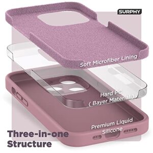 SURPHY Designed for iPhone 14 Pro Max Case with Screen Protector, (with Camera Protection + Soft Microfiber Lining) Liquid Silicone Phone Case, Lilac Purple