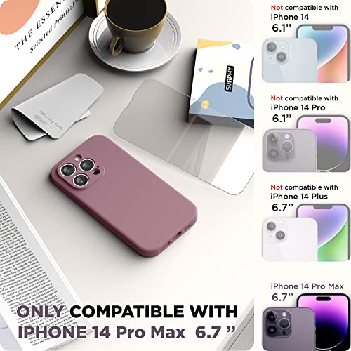 SURPHY Designed for iPhone 14 Pro Max Case with Screen Protector, (with Camera Protection + Soft Microfiber Lining) Liquid Silicone Phone Case, Lilac Purple