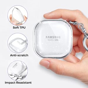 AhaStyle Compatible with Samsung Galaxy Buds 2 Pro Case/Galaxy Buds 2 Case/Galaxy Buds Pro Case/Galaxy Buds Live Case Transparent Cover [Anti-Yellowing] (Shine)