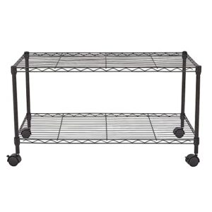 XYZTech Rolling 2-Tier Storage Shelf on Wheels Classic Wire Standing Shelving Units Utility Organizer Wire Rack with Lockable Casters for Kitchen, Garage, Bathroom, Laundry Storage (Black, 2-Tier)