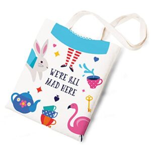 alice in wonderland wonderland themed canvas tote fun wonderland cotton reusable tote shoulder bag gifts for friends fans ladies men ladies