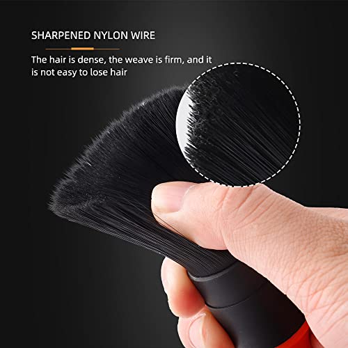 Car Detailing Brush Kit, 6Pcs Auto Boar Hair Detail Brush Set Automotive Interior Exterior No Scratch Microfiber Detailing Brushes for Cleaning Air Vents, Engine Bays, Dashboard & Wheels -BRFCD15