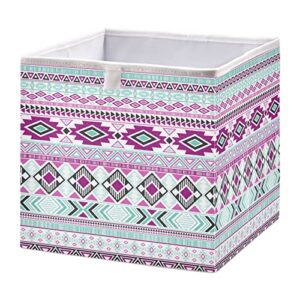 kigai cube storage bin pink aztec navajo print foldable storage basket toy storage box for home organizing shelf closet bins, 11 x 11 x 11-inch