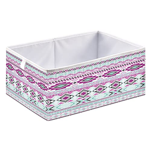 Kigai Cube Storage Bin Pink Aztec Navajo Print Foldable Storage Basket Toy Storage Box for Home Organizing Shelf Closet Bins, 11 x 11 x 11-Inch