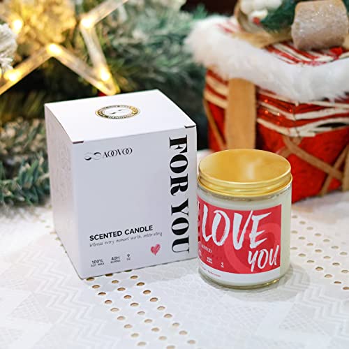 Love You Scented Candle Gifts for Women, Girlfriend, Wife, Vanilla, Sugar, and Buttercream Aromatherapy Soy Wax Candle for Home, Valentine's Day Gifts, Birthday Candle - 40 Hour Burn Time 9oz