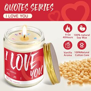 Love You Scented Candle Gifts for Women, Girlfriend, Wife, Vanilla, Sugar, and Buttercream Aromatherapy Soy Wax Candle for Home, Valentine's Day Gifts, Birthday Candle - 40 Hour Burn Time 9oz