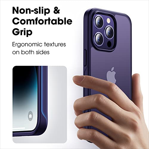CASEKOO [SGS Tested] Newly Matte Purple Designed for iPhone 14 Pro Case [10FT Mil-Grade Protection] Anti-Fingerprints & Anti-Scratch Durable Translucent Back Anti-Slip Frame, Purple