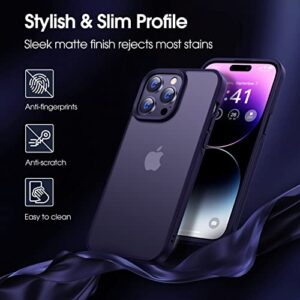 CASEKOO [SGS Tested] Newly Matte Purple Designed for iPhone 14 Pro Case [10FT Mil-Grade Protection] Anti-Fingerprints & Anti-Scratch Durable Translucent Back Anti-Slip Frame, Purple