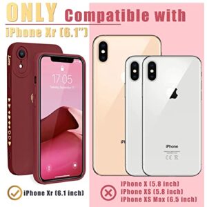 Teageo iPhone Xr Case 6.1" for Women & Girls, Luxury Love Heart, Soft Anti-Scratch Camera Protective, Silicone Shockproof Cover - Burgundy