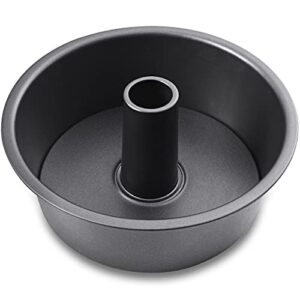 hongbake angel food cake pan with removable bottom, 10 inch tube pan, nonstick pound cake pans for baking, chiffon cake mold, 16-cup, heavy duty - dark grey