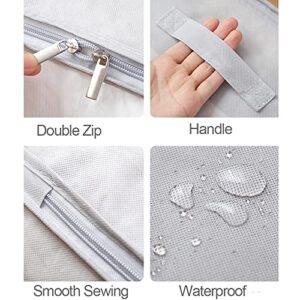 FYY 2 Pack Clothes Storage Bag, Double Zipper Storage Bag Clothes Organizer with Clear Window for Blanket, Sweaters, Coat, Clothes, Bed Sheet-2 Medium-Grey