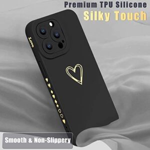 Teageo Compatible with iPhone 13 Pro Case 6.1 inch for Women Girls, Cute Luxury Love Heart [Soft Anti-Scratch Full Camera Lens Protective Cover] Silicone Girly Phone Case for iPhone 13 Pro-Black