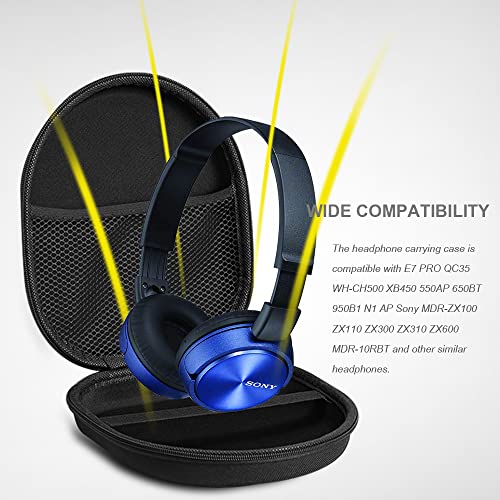 Headphone Carrying Case Organizer Hard Headphones Storage Bag Pouch Compatible with E7 PRO QC35 WH-CH500 XB450 550AP 650BT 950B1 N1 AP Sony MDR-ZX100 ZX110 ZX300 ZX310 ZX600 MDR-10RBT