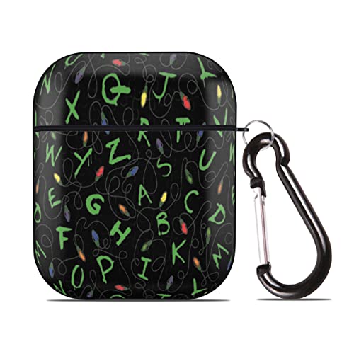 Green Black Stranger Letter Things for AirPods Case Cover for Airpods 1&2, Wireless/Wired Charging Protective AirPods Case with Keychain