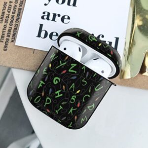 Green Black Stranger Letter Things for AirPods Case Cover for Airpods 1&2, Wireless/Wired Charging Protective AirPods Case with Keychain