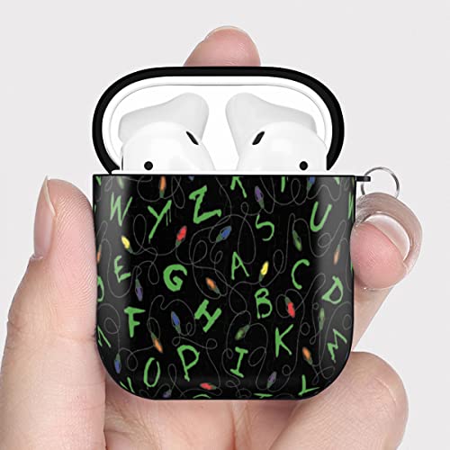 Green Black Stranger Letter Things for AirPods Case Cover for Airpods 1&2, Wireless/Wired Charging Protective AirPods Case with Keychain