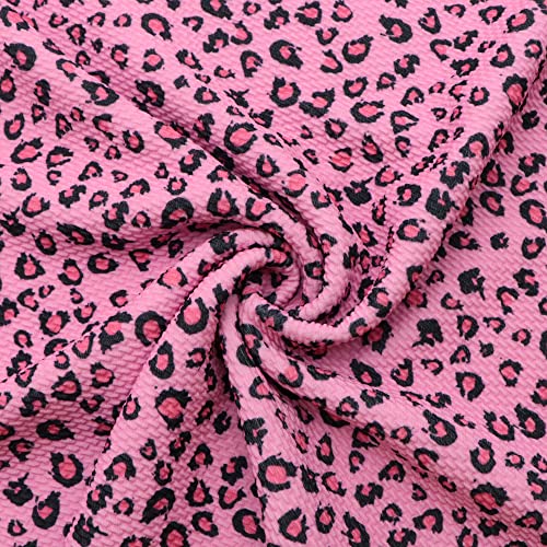 David Angie Leopard Print Bullet Textured Liverpool Fabric 4 Way Stretch Spandex Knit Fabric by The Yard for Hair Bows Headbands Making… (Pink)