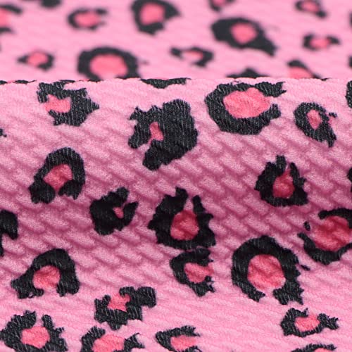 David Angie Leopard Print Bullet Textured Liverpool Fabric 4 Way Stretch Spandex Knit Fabric by The Yard for Hair Bows Headbands Making… (Pink)