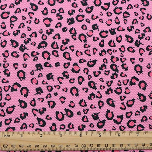 David Angie Leopard Print Bullet Textured Liverpool Fabric 4 Way Stretch Spandex Knit Fabric by The Yard for Hair Bows Headbands Making… (Pink)