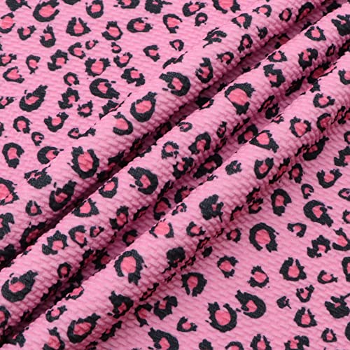 David Angie Leopard Print Bullet Textured Liverpool Fabric 4 Way Stretch Spandex Knit Fabric by The Yard for Hair Bows Headbands Making… (Pink)