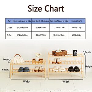 Dikolre Shoe Rack Organizer for Closet Entryway, 5-Tier Bamboo Stackable Shoe Rack Small Shoe Storage for Dorm Front Door Wooden Shoe Shelf, Natural