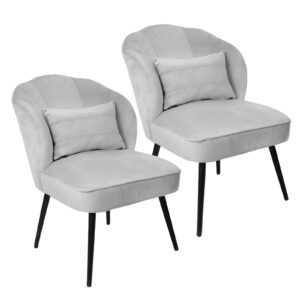 dearyou grey velvet chairs set of 2,dinning accent upholstered chair for dining room,modern living room chairs for living room,vanity chair for bedroom(grey, 2pcs)