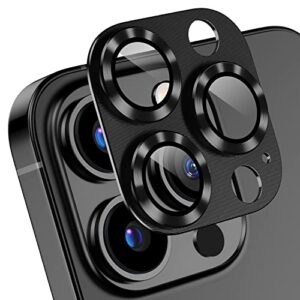 korecase 2 pack for iphone 13 pro & iphone 13 pro max camera lens protector metal tempered glass camera cover,whole piece 9h strong stickiness rear camera lens case friendly - black