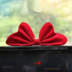 andorelse Velvet Bow Knotted for Car Interior Dashboard Ornament Red Charm Decorations