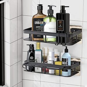 Shower Caddy Bathroom Shower Organizer, Adhesive Shower Caddy No Drilling Shower Storage,Shower Shelves for Inside Shower Rustproof Shower Rack Matte Black 2 Pack