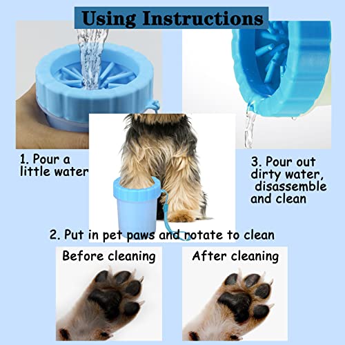 Dog Paw Cleaner-Paw Washer,2 in 1 Paw Cleaner for Dogs with Towel，Suitable for Dogs and Cats (M, Blue)