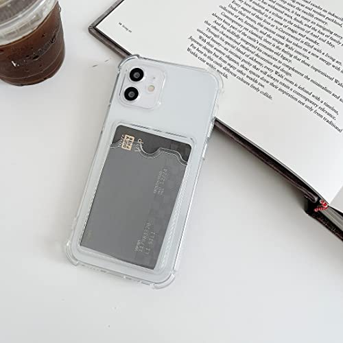 Tuokiou Clear Wallet Phone Case for iPhone 12, Upgrade Clear Card Slot Case, Slim Fit Protective Soft TPU Shockproof Wallet Case with Cute Card Holder Pocket for Apple iPhone 12 6.1inch (Clear)