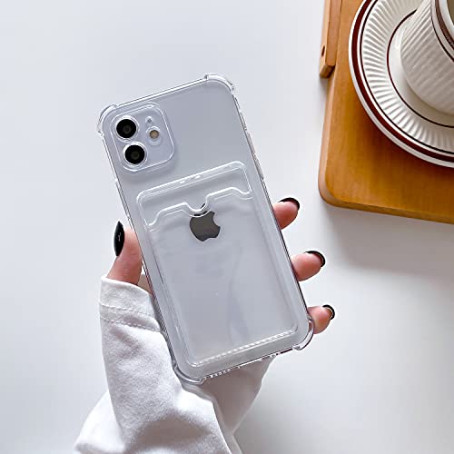 Tuokiou Clear Wallet Phone Case for iPhone 12, Upgrade Clear Card Slot Case, Slim Fit Protective Soft TPU Shockproof Wallet Case with Cute Card Holder Pocket for Apple iPhone 12 6.1inch (Clear)