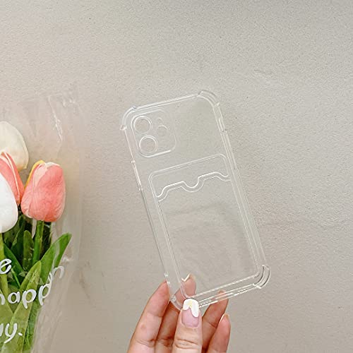 Tuokiou Clear Wallet Phone Case for iPhone 12, Upgrade Clear Card Slot Case, Slim Fit Protective Soft TPU Shockproof Wallet Case with Cute Card Holder Pocket for Apple iPhone 12 6.1inch (Clear)