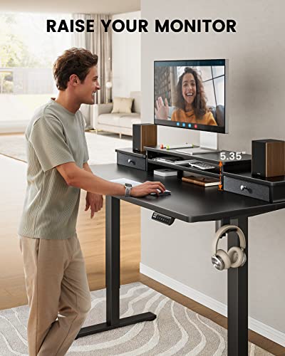 Ergear ErGear Electric Standing Desk with Double Drawers, 48x24 Inches Adjustable Height Sit Stand Up Desk, Home Office Desk Computer Workstation with Storage Shelf, Black (EGESD5B-1)