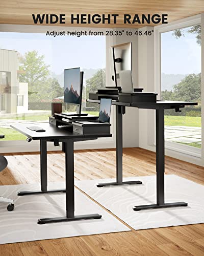 Ergear ErGear Electric Standing Desk with Double Drawers, 48x24 Inches Adjustable Height Sit Stand Up Desk, Home Office Desk Computer Workstation with Storage Shelf, Black (EGESD5B-1)